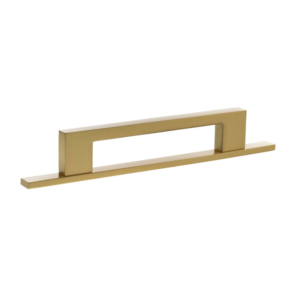 Millhouse Brass Empire Slim Cabinet Pull Handle on Backplate 128mm by Atlantic Hardware