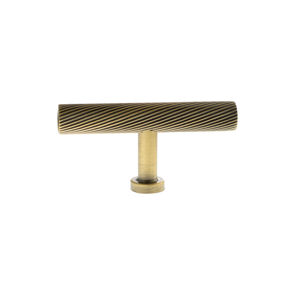 Millhouse Brass Paddington Spiral T-Bar Cabinet Knob Handle by Atlantic Hardware