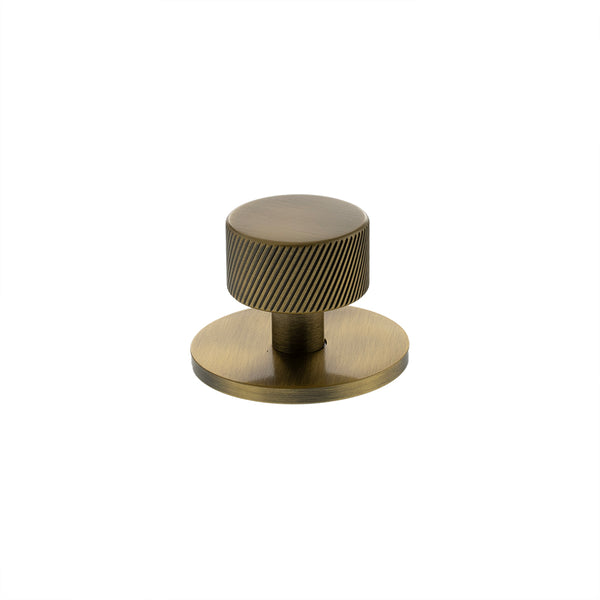 Millhouse Brass Paddington Spiral Round Cabinet Knob Handle on Backplate by Atlantic Hardware