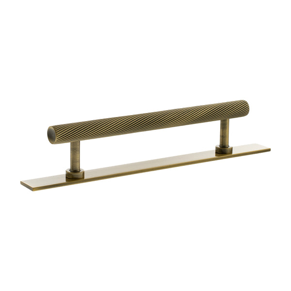 Millhouse Brass Paddington Spiral T-Bar Cabinet Pull Handle on Backplate 128mm by Atlantic Hardware