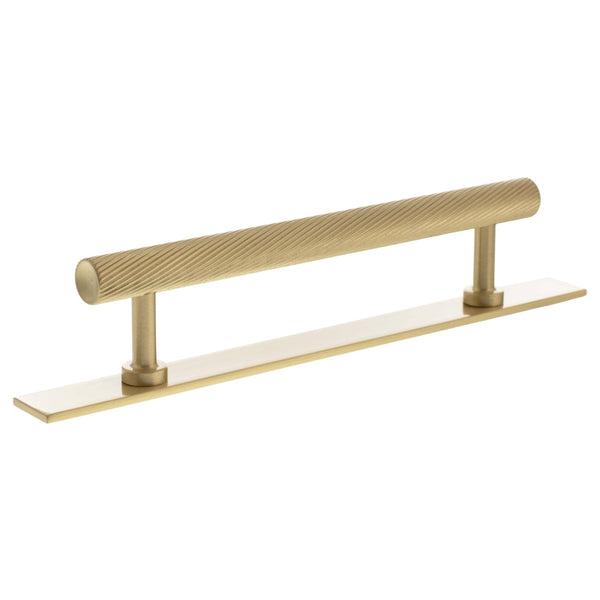 Millhouse Brass Paddington Spiral T-Bar Cabinet Pull Handle on Backplate 128mm by Atlantic Hardware
