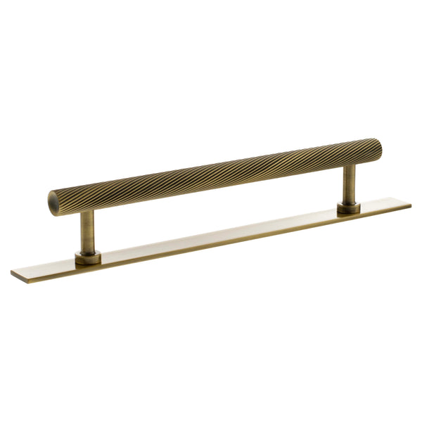 Millhouse Brass Paddington Spiral T-Bar Cabinet Pull Handle on Backplate 160mm by Atlantic Hardware