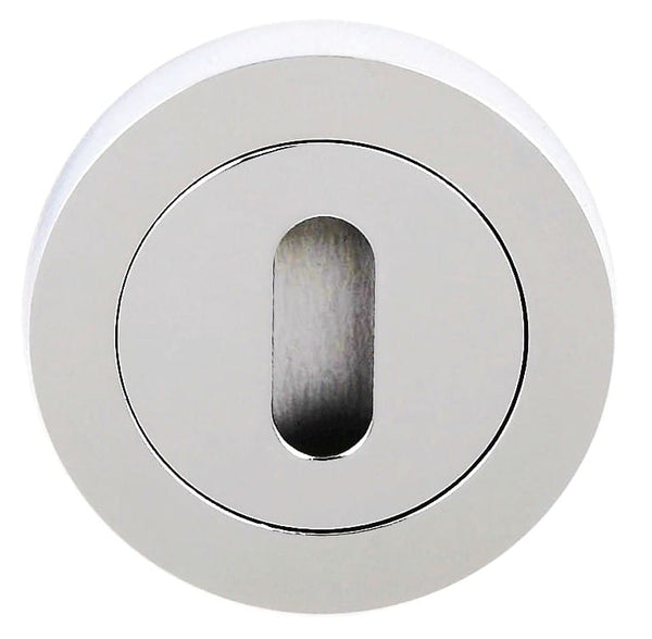 Millhouse Brass Key Escutcheons on Round Rose - Polished Chrome - Default