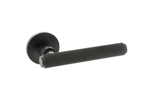 Millhouse Brass Stephenson Knurled Lever Door Handle on 5mm Slimline Round Rose by Atlantic Hardware