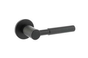 Millhouse Brass Mason Knurled Lever Door Handle on 5mm Slimline Round Rose by Atlantic Hardware