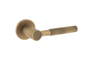 Millhouse Brass Mason Knurled Lever Door Handle on 5mm Slimline Round Rose - Yester Bronze by Atlantic Hardware