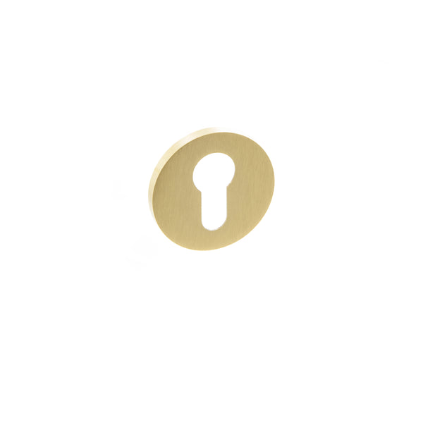 Millhouse Brass Euro Escutcheons on 5mm Slimline Round Rose by Atlantic Hardware