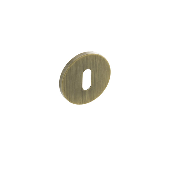 Millhouse Brass Key Escutcheons on 5mm Slimline Round Rose - Yester Bronze by Atlantic Hardware