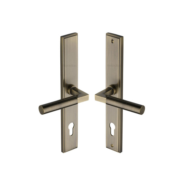 Bauhaus LH Door Handle on Plate by M Marcus - Heritage Brass