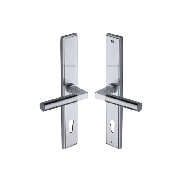 Bauhaus LH Door Handle on Plate by M Marcus - Heritage Brass