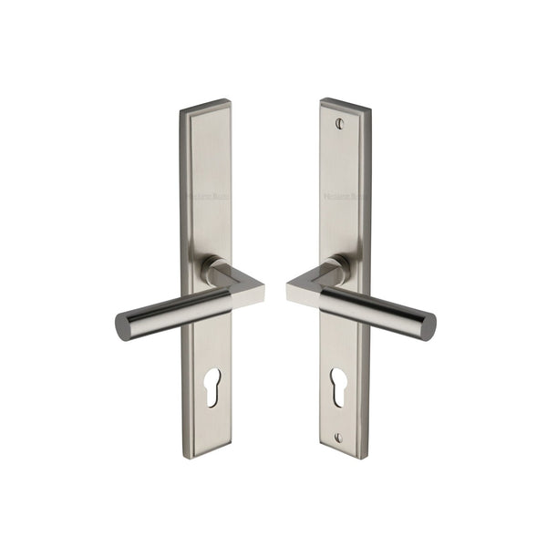 Bauhaus LH Door Handle on Plate by M Marcus - Heritage Brass