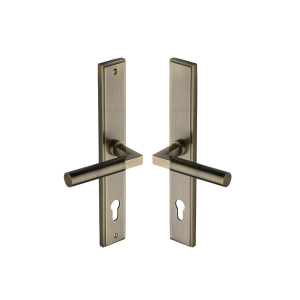 Bauhaus RH Door Handle on Plate by M Marcus - Heritage Brass
