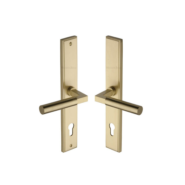 Bauhaus RH Door Handle on Plate by M Marcus - Heritage Brass