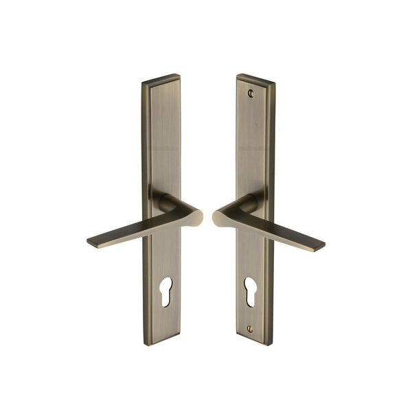 Gio LH Door Handle on Plate by M Marcus - Heritage Brass