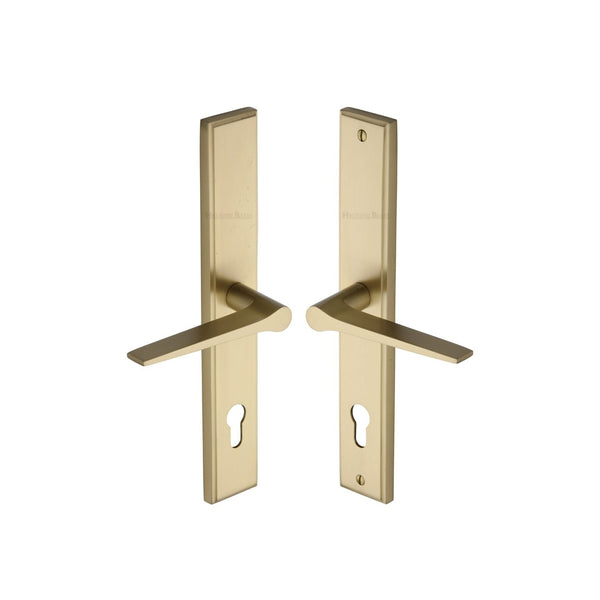 Gio LH Door Handle on Plate by M Marcus - Heritage Brass