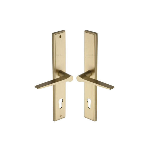 Gio RH Door Handle on Plate by M Marcus - Heritage Brass