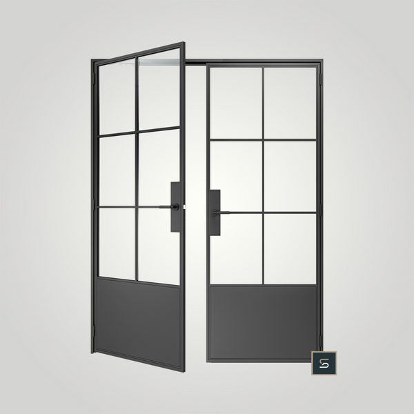 STEELUX DOORS®, "MILTON -6 LITE" DOUBLE OPENING DOORS, , 