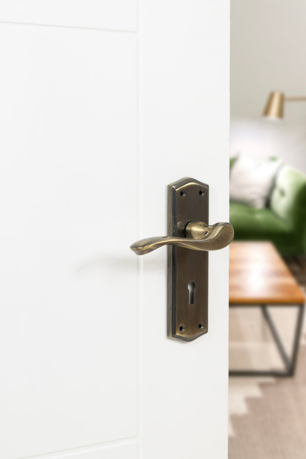 Old English Warwick Key Lever Door Handle on Backplate - additional image