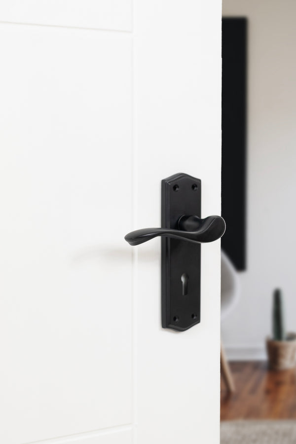 Old English Warwick Key Lever Door Handle on Backplate - additional image