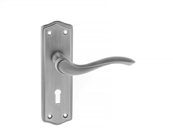 Old English Warwick Key Lever Door Handle on Backplate by Atlantic Hardware