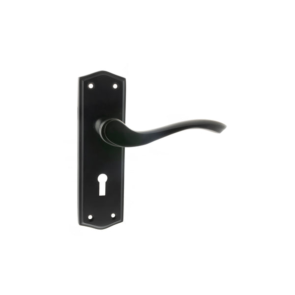 Old English Warwick Key Lever Door Handle on Backplate by Atlantic Hardware