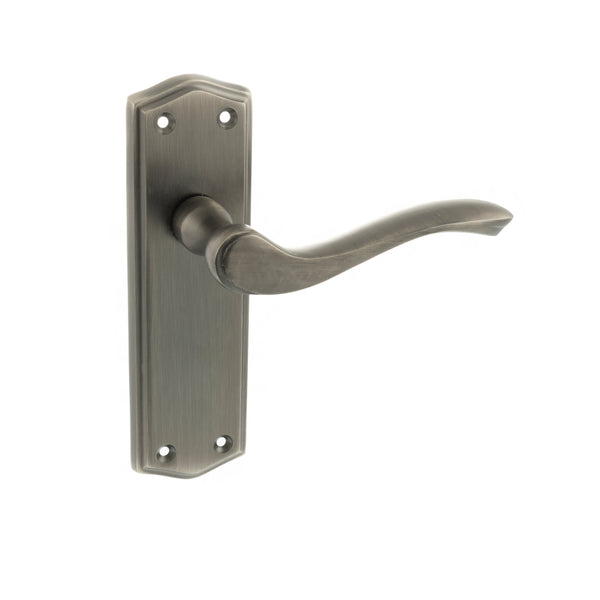 Old English Warwick Latch Lever Door Handle on Backplate by Atlantic Hardware