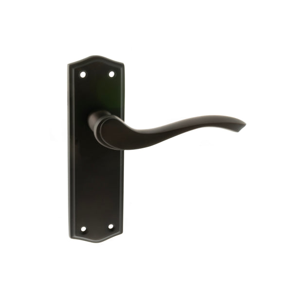Old English Warwick Latch Lever Door Handle on Backplate by Atlantic Hardware
