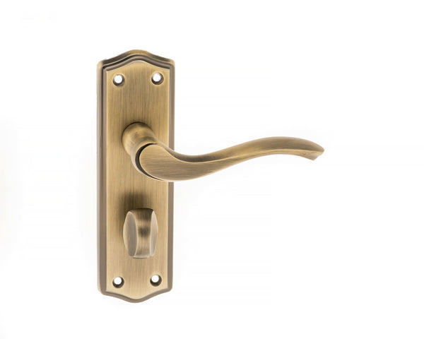 Old English Warwick WC Lever Door Handle on Backplate by Atlantic Hardware