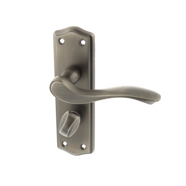 Old English Warwick WC Lever Door Handle on Backplate by Atlantic Hardware