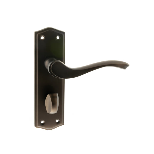 Old English Warwick WC Lever Door Handle on Backplate by Atlantic Hardware