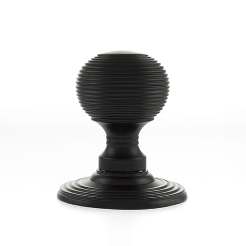 Old English Ripon Solid Brass Reeded Beehive Mortice Door Knob on Concealed Fix Rose - additional image