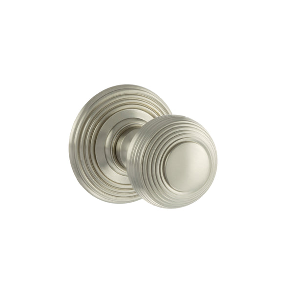 Old English Ripon Solid Brass Reeded Beehive Mortice Door Knob on Concealed Fix Rose