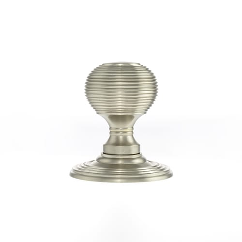 Old English Ripon Solid Brass Reeded Beehive Mortice Door Knob on Concealed Fix Rose - additional image