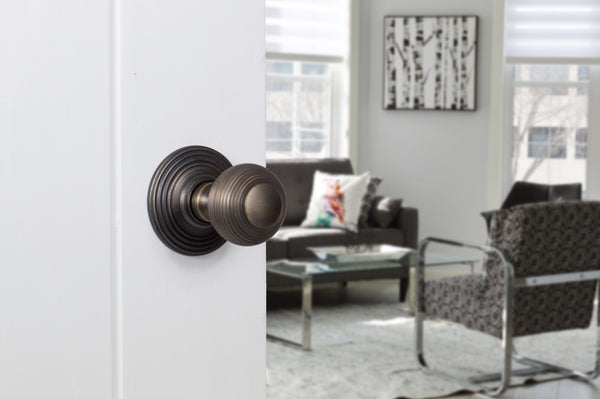 Old English Ripon Solid Brass Reeded Beehive Mortice Door Knob on Concealed Fix Rose - additional image