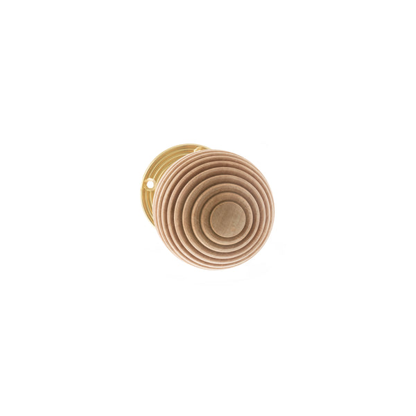 Old English Bridlington Wood Reeded Beehive Door Knob on Face Fix Rose by Atlantic Hardware