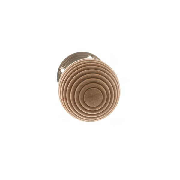 Old English Bridlington Wood Reeded Beehive Door Knob on Face Fix Rose by Atlantic Hardware