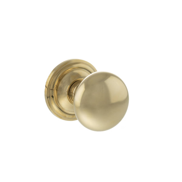 Old English Harrogate Solid Brass Mushroom Mortice Knob on Concealed Fix Rose
