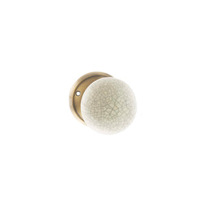 Old English Skipton Porcelain Cream Crackle Door Knob on Face Fix Rose by Atlantic Hardware