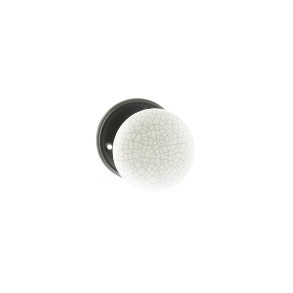 Old English Skipton Porcelain White Crackle Door Knob on Face Fix Rose by Atlantic Hardware