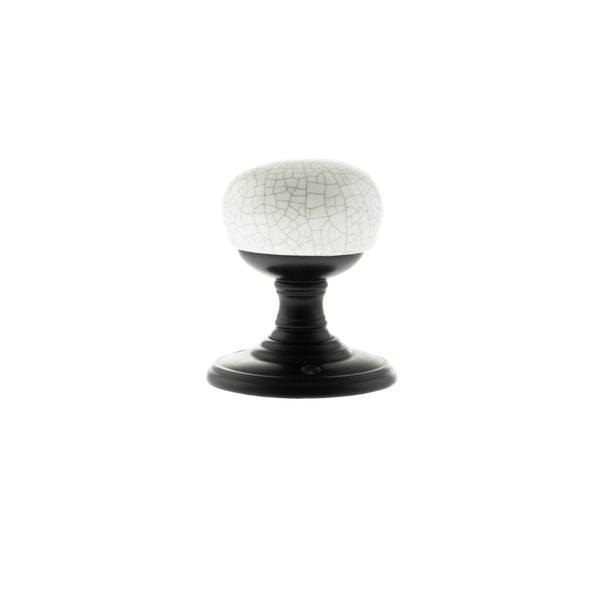 Old English Skipton Porcelain White Crackle Door Knob on Face Fix Rose - additional image