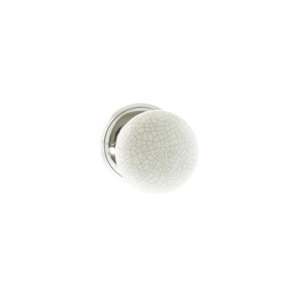 Old English Skipton Porcelain White Crackle Door Knob on Face Fix Rose by Atlantic Hardware