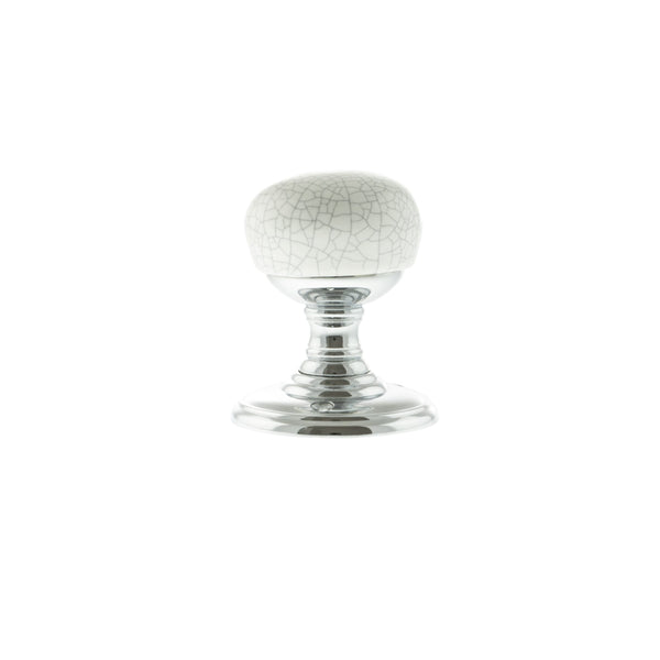 Old English Skipton Porcelain White Crackle Door Knob on Face Fix Rose - additional image