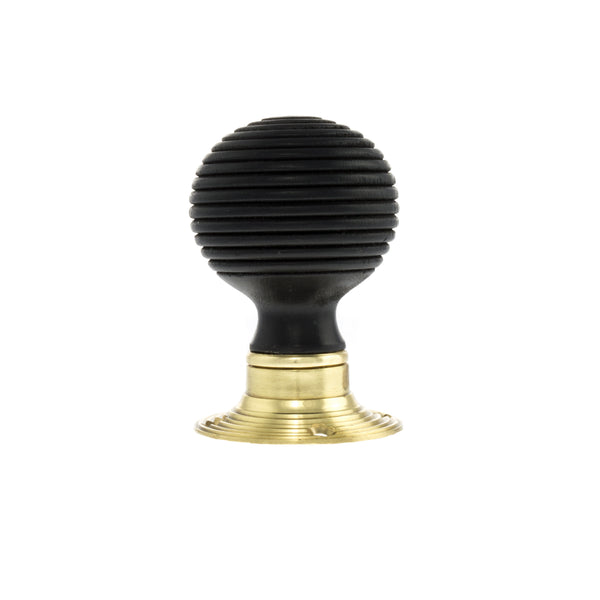Old English Whitby Ebony Wood Reeded Beehive Mortice Knob on Face Fix Rose - additional image