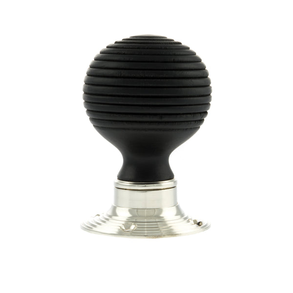 Old English Whitby Ebony Wood Reeded Beehive Mortice Knob on Face Fix Rose - additional image