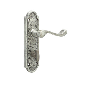 Frelan, Turnberry Suite Door Handle on \Bathroom Plate Pewter, Door Handles, Lever Handles On Bathroom Backplate