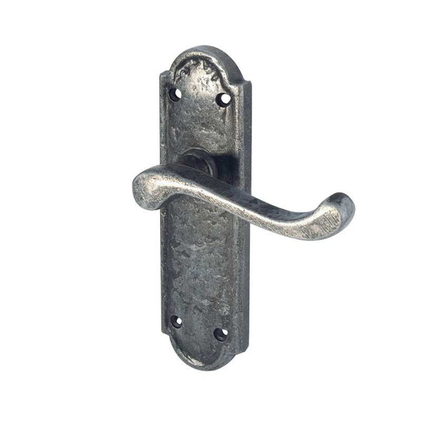 Frelan, Turnberry Suite Door Handle on Latchplate Pewter, Door Handles, Lever Handles On Latch Backplate