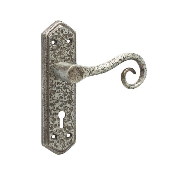 Frelan, Royal Suite Door Handle on Lockplate Pewter, Door Handles, Lever Handles On Lock Backplate