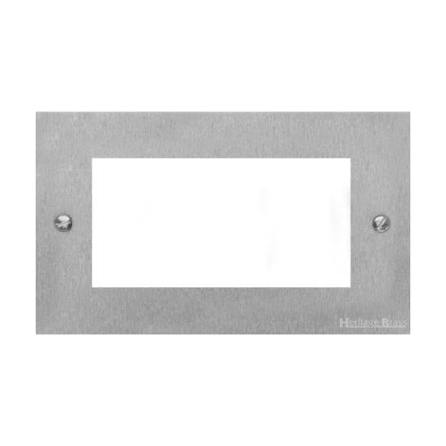 Bauhaus Range Satin Chrome Switches & Sockets, BH3 - 4 Module Euro Plate by Heritage Brass By M-Marcus