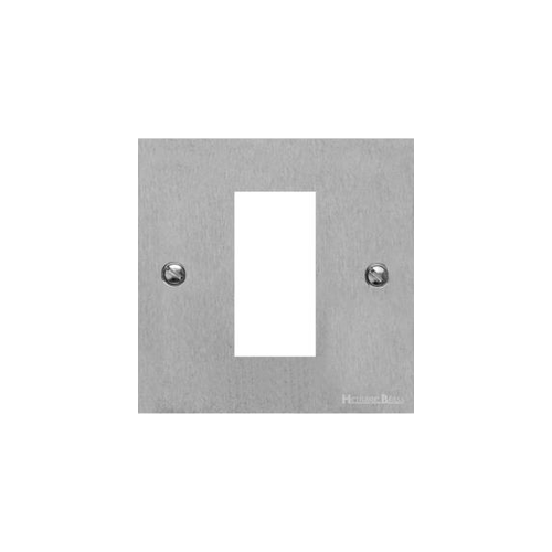 Bauhaus Range Satin Chrome Switches & Sockets, BH3 - 1 Module Euro Plate by Heritage Brass By M-Marcus