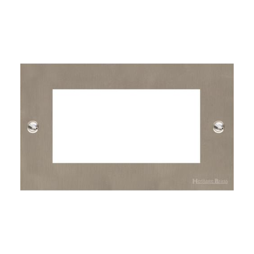 Bauhaus Range Satin Nickel Switches & Sockets, BH5 - 4 Module Euro Plate by Heritage Brass By M-Marcus